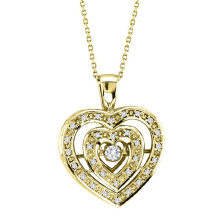 18k Gold Double Heart Dancing Diamond Pendants Jewelry